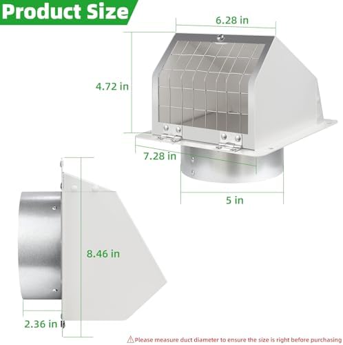 Dryer Vent Cover Outside 5 Inch, Dryer Vent Cover - Image 2
