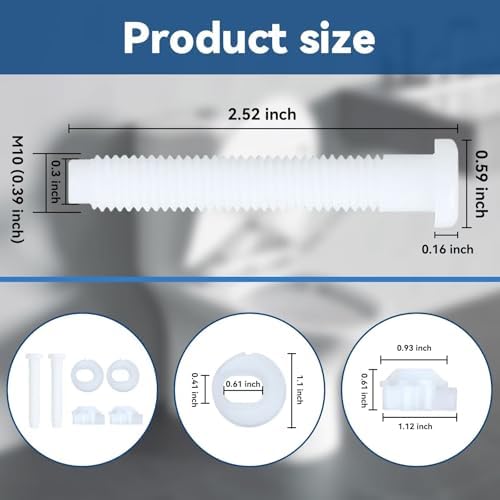 2 Pack Universal Toilet Seat Screws Replacement Kit, Plastic Bolts Toilet Seat - Image 2