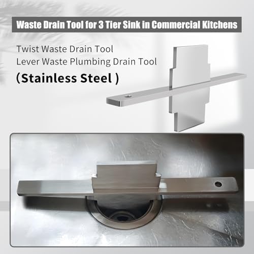Waste Drain Tool for 3 Tier Sink in Commercial Kitchens（Stainless Steel) - Image 2