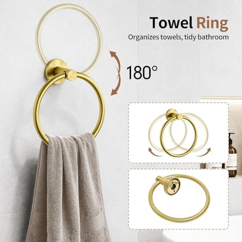 5-Piece Gold Bathroom Accessories Set Complete Wall Mounted - Image 4