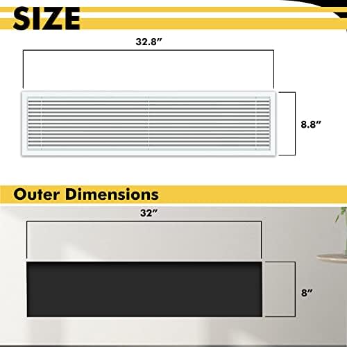 Linear Bar Air Grille 32" X 8", Aluminum Air Supply/Return Grilles, Easy Air - Image 2