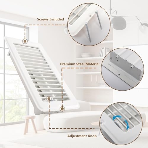 4" X 8" Floor Register 4 Pack White Floor Vent Covers Heavy Duty Floor Vent - Image 3