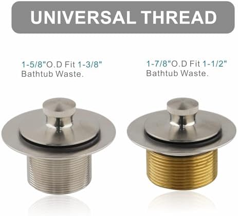 WELSAN Brushed Nickel Bathtub Drain and 1 Hole Overflow Kit, Bath Tub Drain - Image 4