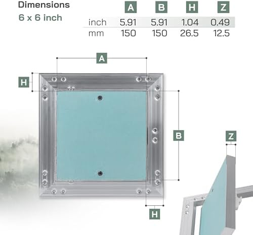 Vent Systems 6" x 6" Inch Aluminum Drywall Access Panel – Recessed Metal Square - Image 2