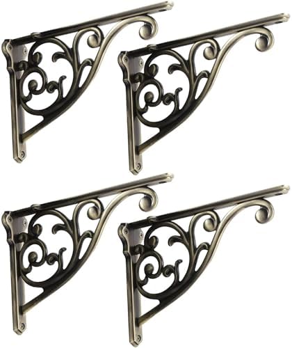 Shelf Brackets 4 Inch 4 Pack Heavy Duty Brushed Antique Brass Wall Bracket by khtumeware