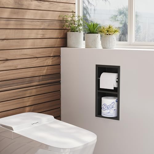 Neodrain Matte Black Recessed Toilet Paper Holder, Dual Rolls by Neodrain