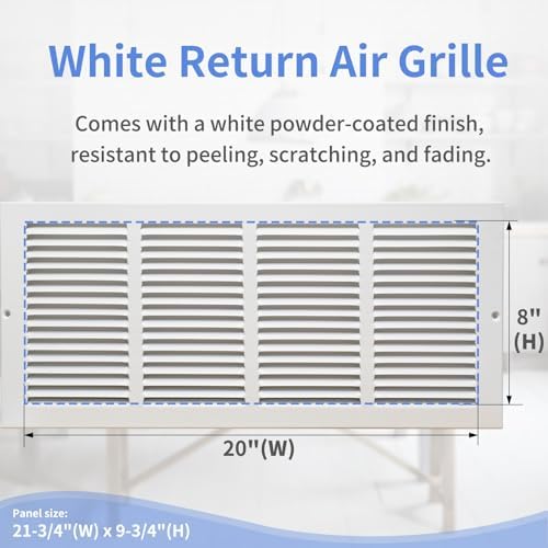 Howeall 20"W x 8"H Steel Return Air Grille, Air Return Vent Cover - Image 3