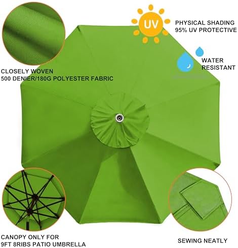 EliteShade USA 9FT Patio Umbrella Replacement Covers 8 Ribs Market Umbrella - Image 4