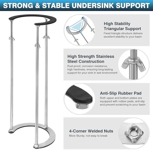 IRONWALLS Undermount Sink Brackets Stainless Steel, 15.7” to 27.5” Adjustable - Image 5