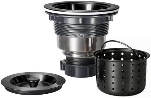 Kitchen Sink Drain 3-1/2 Inch Black Sink Drain Assembly Kit, Removable Deep by KONE