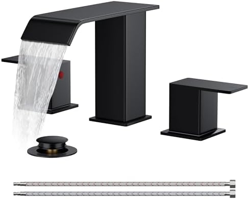 FORIOUS Bathroom Faucet 3 Hole 8" Widespread Sink Faucets Matte Black by FORIOUS