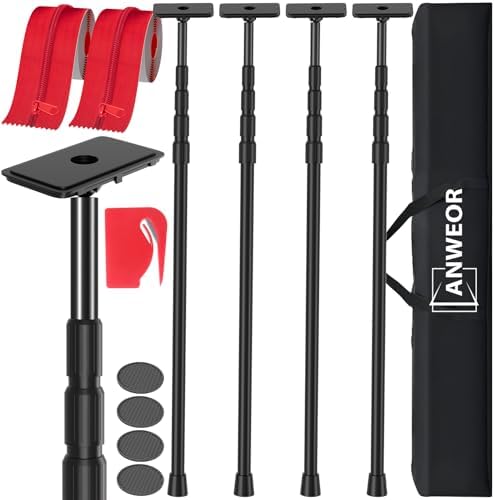 10FT Dust Barrier Poles Kit, Spring Retractable Zipper Wall Poles by ANWEOR