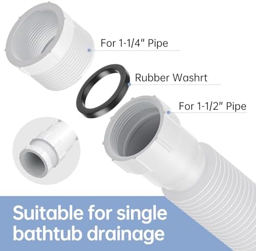 Low Profile Flexible Bathtub Shower Drain Pipe Kit - Image 3