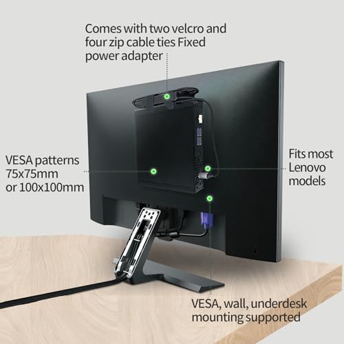Mini PC Mount Compatible with Lenovo ThinkCentre Tiny, Wall VESA and Under Desk - Image 4
