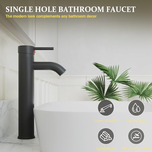 Bathroom Faucet Vessel Sink Faucet Brass, Matte Black - Image 3