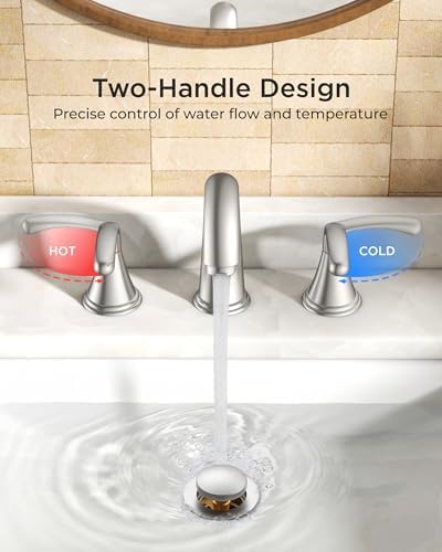 FORIOUS Bathroom Sink Faucet 3 Hole Widespread 8 Inch Brushed Nickel - Image 5