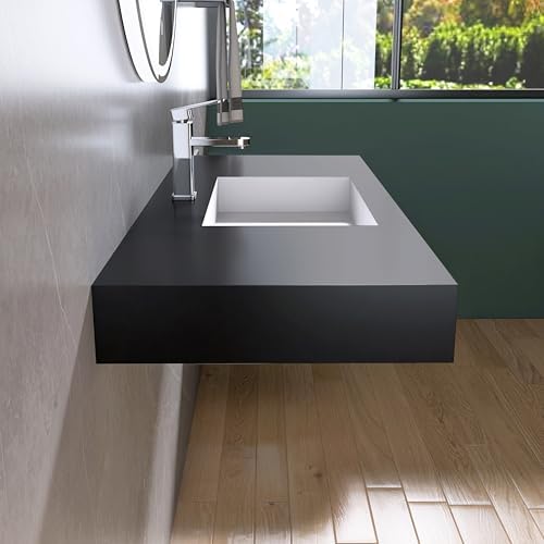 47"X19" Bathroom Sink with Single Faucet Hole, Stone Resin Wall-Mount or - Image 6