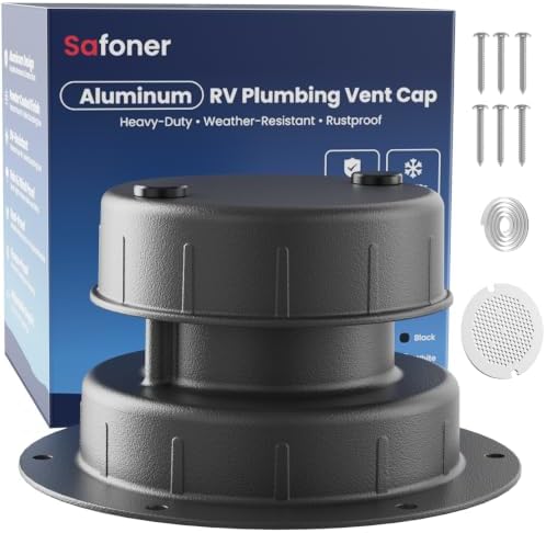 Safoner Aluminum RV Plumbing Vent Cap, Roof Sewer Vent Replacement by Safoner