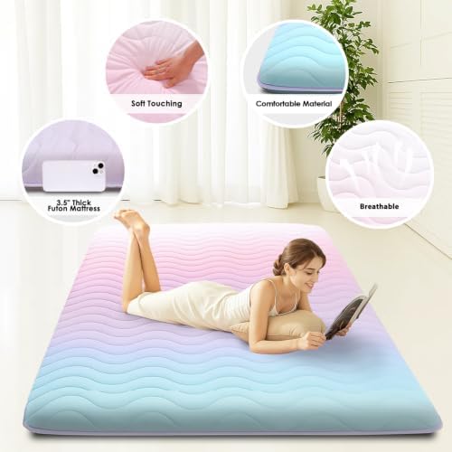 SCHNAUZER HOME Japanese Futon Floor Mattress Twin 3.5" Thick Rainbow - Image 2