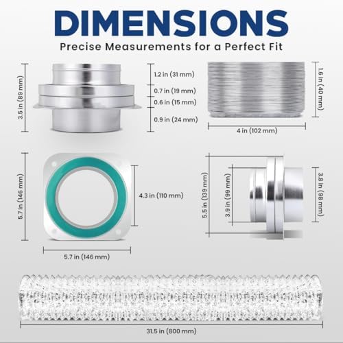 Magnetic Dryer Vent Connector Kit DV-180 – 4 Inch Quick-Connect Wall Adapter - Image 2
