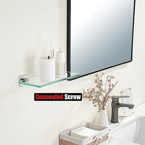 JQK Bathroom Glass Shelf, Floating Tempered Glass Shower Storage 12 by 5 inches - Image 5