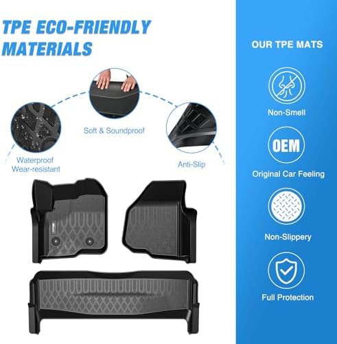 Nilight TPE Floor Mats for Ford F250 F350 F450 SuperCrew Crew Cab - Image 3