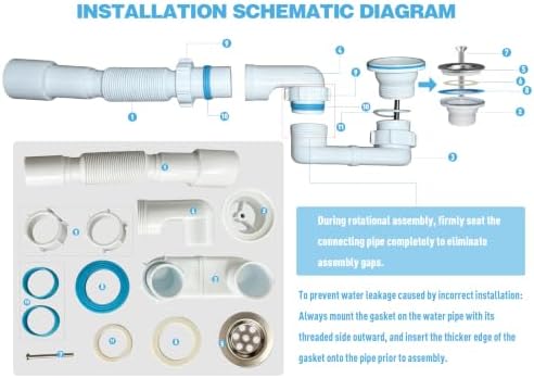 Bath Shower Drain Low Profile p Trap 1 1/2" Bath Flat Trap Kit - Image 3