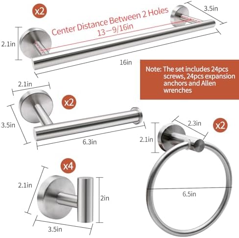 10pcs Bathroom Hardware Set, Brushed Nickel Bathroom Hardware Set, Including - Image 6