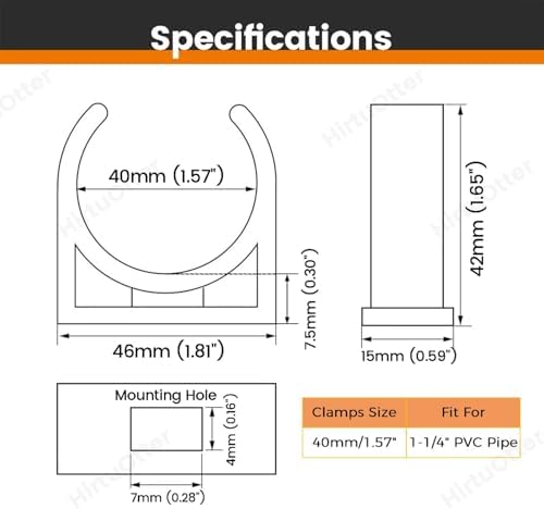 U-Shaped PVC Pipe Clamps Hanger White 40mm/1.57" - Image 2