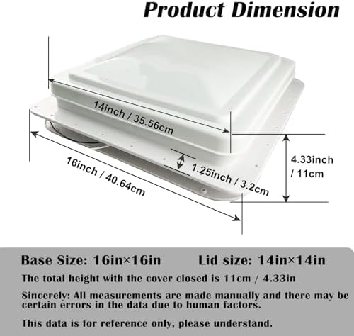 14" RV Roof Vent for Camper Trailer Universal White Lid Roof Vent - Image 3