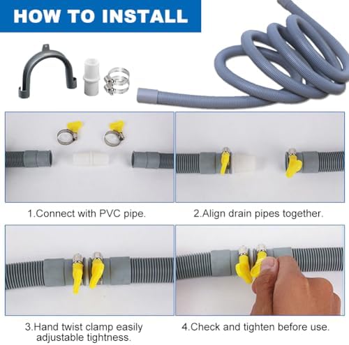 Washing Machine Drain Hose, Universal Flexible Washer Drain Hose Kit Compatible - Image 5