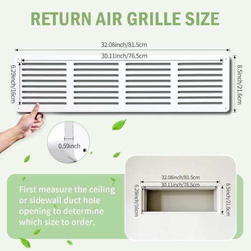 Return Air Grille Cover 32“ x 8.5”, Air Return Vent Cover - Image 4