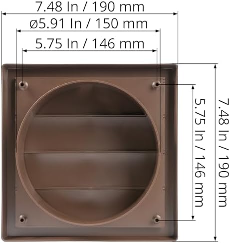 Plastic 6" Brown Dryer Vent Cover - Image 2