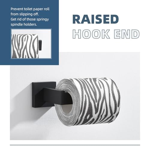 Angle Simple Toilet Paper Holder Wall Mount, Tissue Roll Holder Matte Black - Image 5