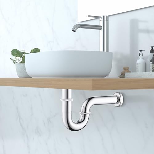KIBI 1.5" Bottle P-Trap for Bathroom Sink – Decorative Solid Brass Drain Pipe - Image 2