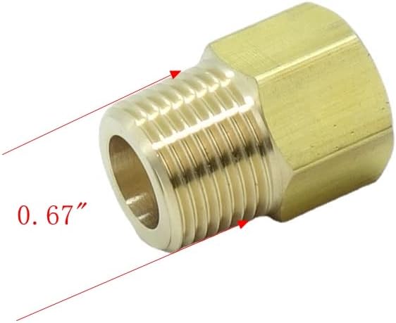 1 Piece Brass Pipe Fitting 3/8 NPT Male to M14 x 1.5 Female Metric Adapter - Image 2