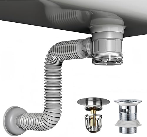 Bathroom Sink Drain Kit with Clear Bottle Trap and Flexible Water Seal Pipe by Unknown