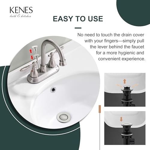 KENES Brushed Nickel Bathroom Sink Drain Stopper Assembly - Image 4