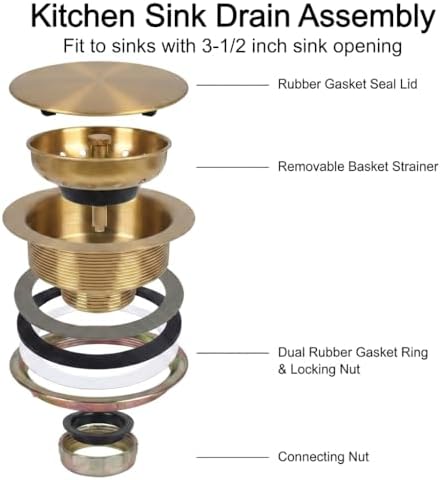 LQS Kitchen Sink Drain Assembly, Sink Drain Basket Strainer, Stainless Steel - Image 5