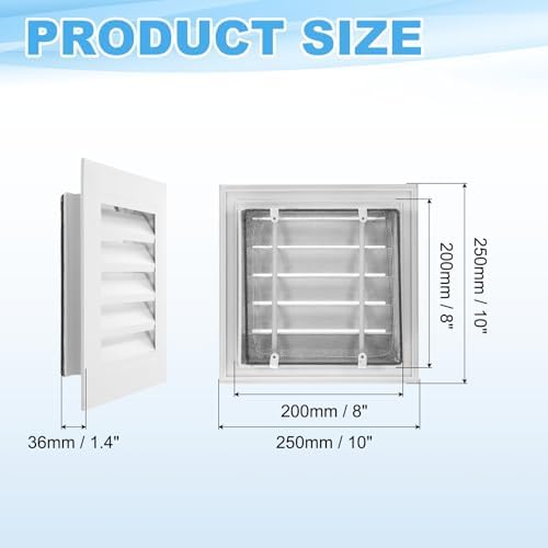 PATIKIL 10 x 10 Inch Gable Vent, 8 x 8 Inch Duct Opening Size - Image 2