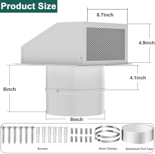 8 Inch Hooded Wall Vent Cover - Image 2
