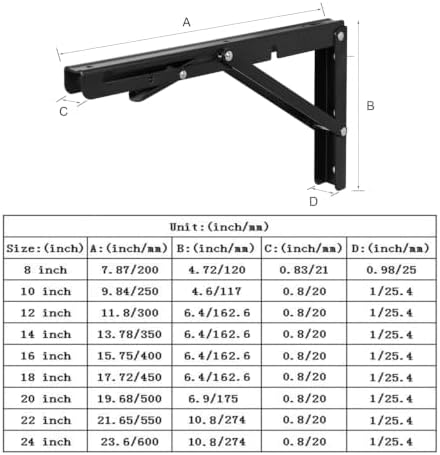 10 Inch Black Folding Shelf Brackets, 2 Pack Metal Heavy Duty Shelf Bracket - Image 3