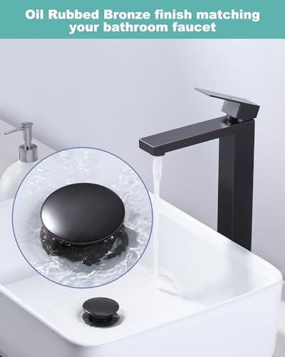 Bathroom Sink Drain Without Overflow, ARCORA Oil Rubbed Bronze Pop Up Drain - Image 4