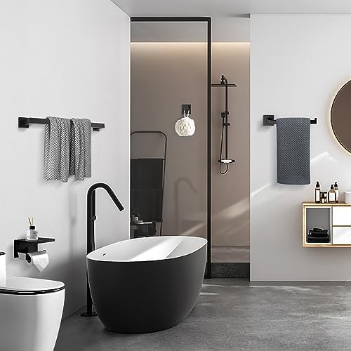 TURS Bathroom Hardware Set Black 4-Piece Towel Bar Set Include 24 Inch Towel - Image 6