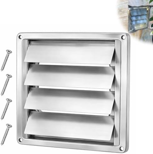 4" Metal Dryer Vent Cover with Louvered Flap, Stainless Steel by Swess
