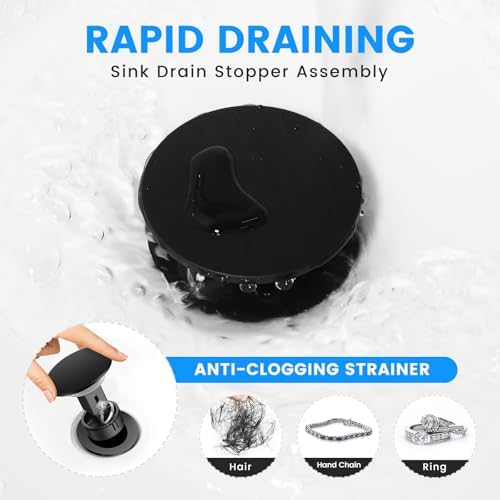 Bathroom Sink Drain with Overflow with Hair Catcher Anti-Clog Sink Strainer - Image 4