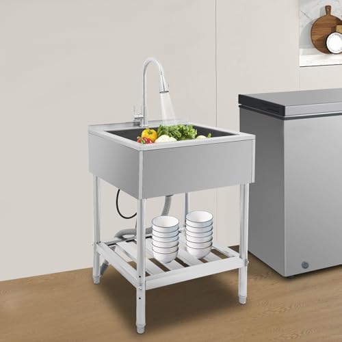 Single Bowl Laundry Tub, Freestanding Utility Sink - Image 4