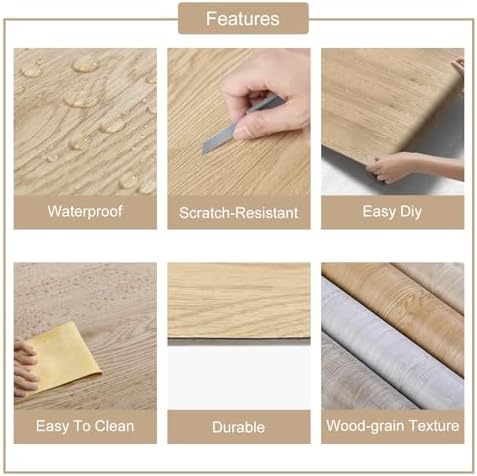 3D Peel and Stick Vinyl Floor Tile Roll Wood Plank Sticker 23"x 393"/64 Sq.Ft - Image 6