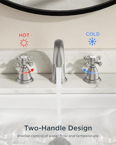FORIOUS Bathroom Faucet 3 Hole 8 Inch Widespread Sink Brushed Nickel - Image 5