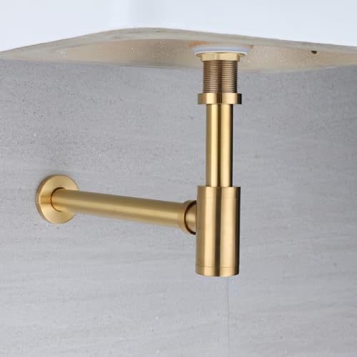 Bottle Trap, Brass Decorative 1 1/4 Bathroom Sink P Trap, Large Body Round - Image 2